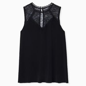 NWT Torrid BLACK STUDIO KNIT LACE MOCK NECK TANK